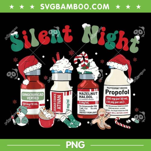 Christmas Nurse Silent Night PNG, Christmas icu nicu RN ER Nurse PNG