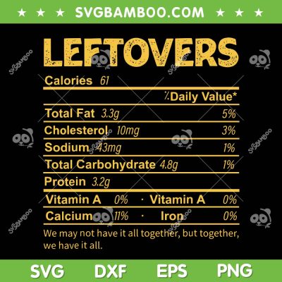 Leftovers Nutrition Facts SVG PNG, Funny Thanksgiving Food Costume SVG Leftovers Nutrition Facts SVG PNG, Funny Thanksgiving Food Costume SVG