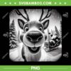 Funny Reindeer Selfie Christmas PNG, Reindeer Big Face Xmas PNG