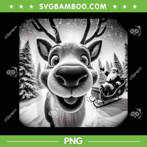 Funny Reindeer Selfie Christmas PNG, Reindeer Big Face Xmas PNG