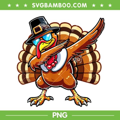 Funny Turkey Dabbing PNG, Thanksgiving Turkey Pilgrim Hat PNG, Turkey Boys Dabbing PNG