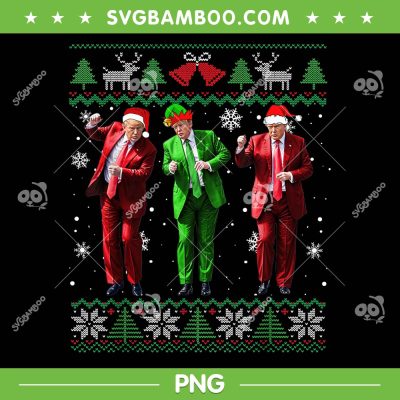 Funny Trump Dance Ugly Christmas Sweater PNG, Trump Elf Santa Xmas 2024 PNG
