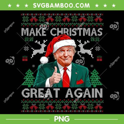 Trump Make Christmas Great Again Ugly Sweater PNG, Funny Donald Trump Santa Xmas Ugly PNG