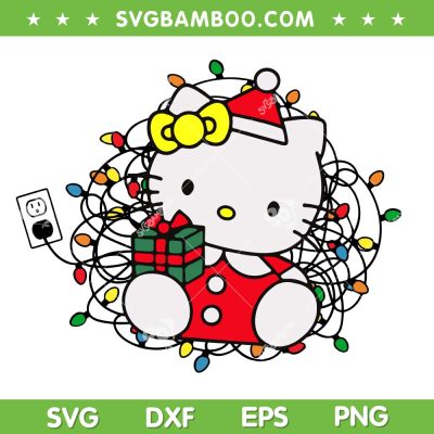 Hello Kitty Christmas Lights SVG PNG, Sanrio Kitty Xmas SVG