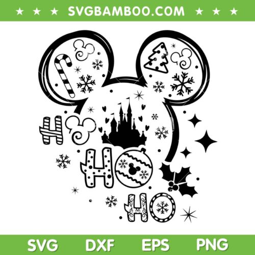Mickey Mouse Ear Ho Ho Ho SVG, Disney Mouse Merry Christmas SVG PNG