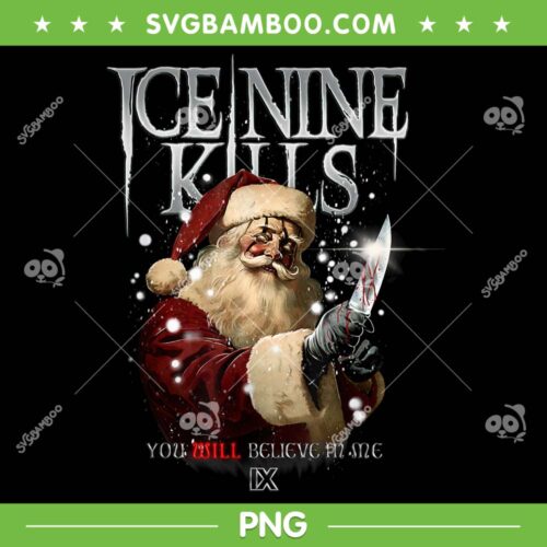 Ice Nine Kills Santa PNG, Horror Movie Santa With Knife PNG, Ice Nine Kills You Will Believe In Me PNG