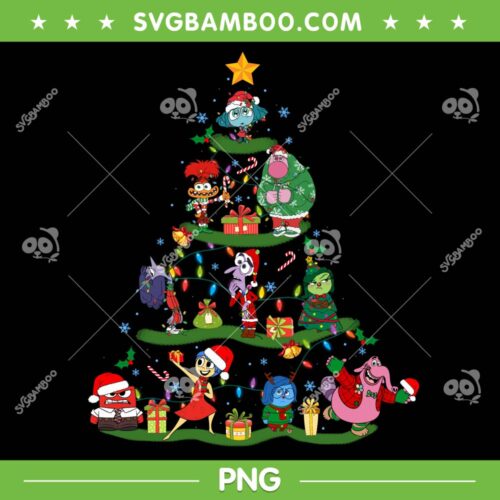 Inside Out Characters Christmas Tree PNG, Funny Disney Inside Out Christmas Lights PNG