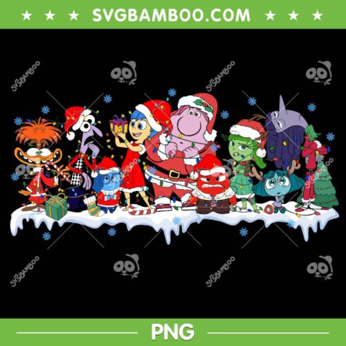 Inside Out Characters Merry Xmas PNG, Cute Emotions Inside Out Santa Hat PNG