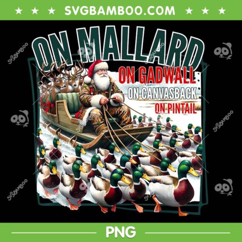 On Mallard On Gadwall Christmas PNG, Funny Duck Hunting Santa PNG