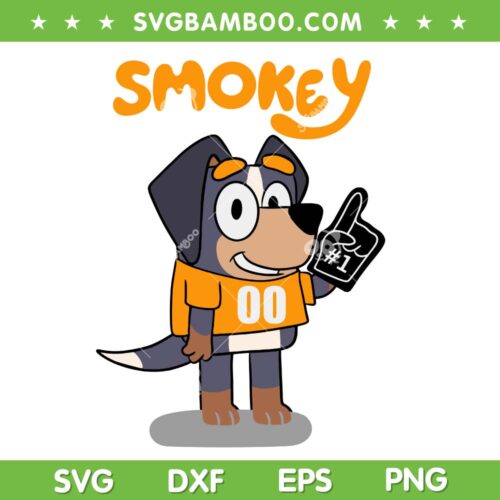 Bluey Tennessee Volunteers SVG PNG, Blue Dog Orange Blooded Hound SVG, Cartoon Tennessee Football SVG