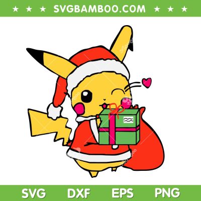 Pikachu Christmas Gifts Box SVG, Cute Pokemon Pikachu Santa Xmas SVG PNG Pikachu Christmas Gifts Box SVG, Cute Pokemon Pikachu Santa Xmas SVG PNG