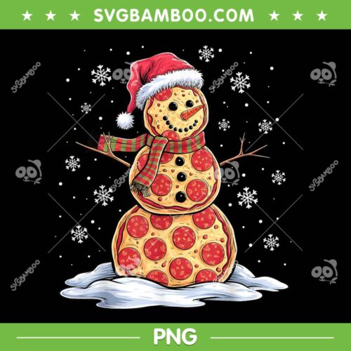 Pizza Snowman PNG, Christmas Snowman Santa Hat PNG, Christmas Pizza Party PNG