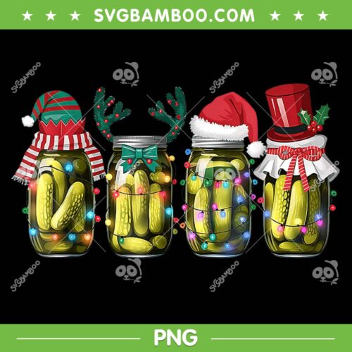Canned Pickles Christmas PNG, Retro Pickle Santa Elf Reindeer PNG