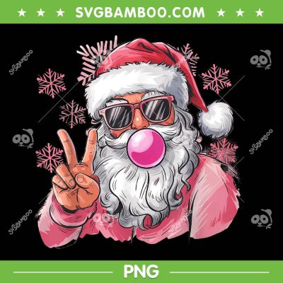 Santa Blowing Bubble PNG, Christmas Pink Santa Say Hi PNG
