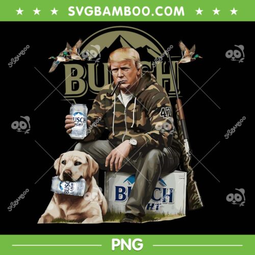 Trump Hunting Busch Light Beer PNG, Trump Camo and Dog Duck Waterfowl Hunting PNG