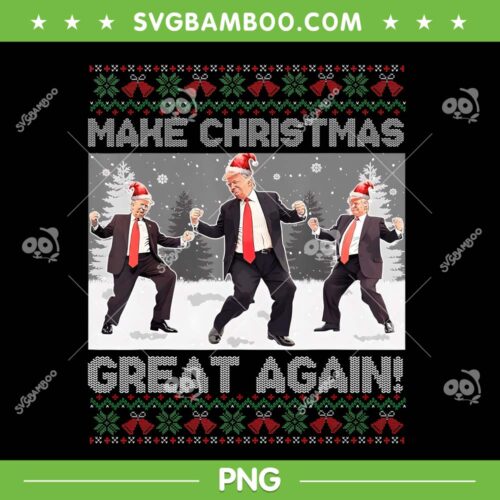Funny Santa Trump Dance Christmas PNG, Trump Make Christmas Great Again Ugly Sweater PNG