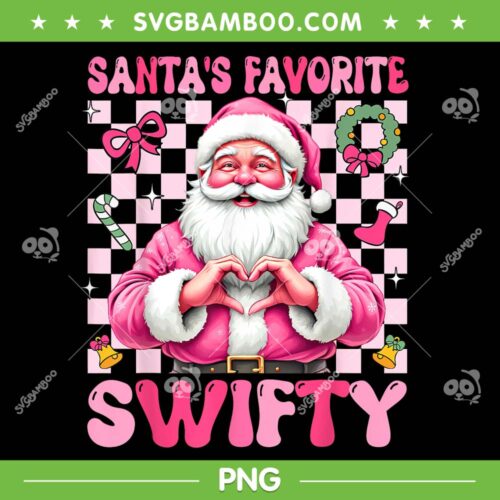 Santa's Favorite Swifty PNG, Funny Pink Santa Merry Christmas Groovy PNG