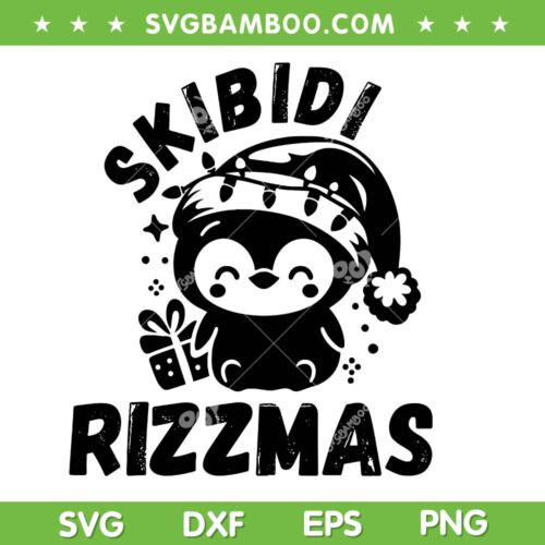 Skibidi Rizzmas Penguin SVG PNG, Funny Gen Alpha Slang Christmas SVG