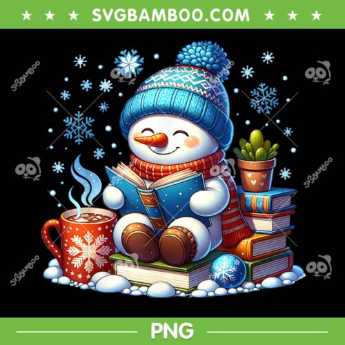 Snowman Reading Book PNG, Christmas Snowman Merry Christmas Art PNG