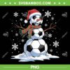 Soccer Snowman PNG, Snowman Soccer Player Santa Hat PNG, Christmas Santa Football PNG