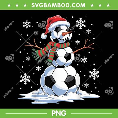Soccer Snowman PNG, Snowman Soccer Player Santa Hat PNG, Christmas Santa Football PNG