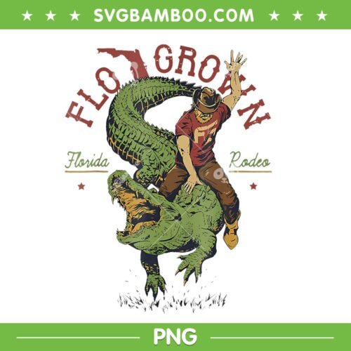 Flo Grown Florida Rodeo PNG, Funny Man Fight Crocodile PNG