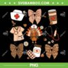 Thanksgiving Nurse Coquette Bow PNG, ED ER RN Fall Nursing PNG, Nurse Thanksgiving Leopard PNG