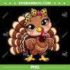 Thanksgiving Turkey Girl Leopard PNG, Cute Turkey Fall Autumn PNG