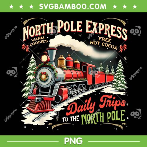 The North Pole Polar Express PNG, Train Depot Christmas PNG, Daily Trips to the North Pole PNG