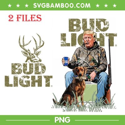 Trump Hunting Bud Light Beer PNG, Trump and Dog Hunting Duck Waterfowl PNG