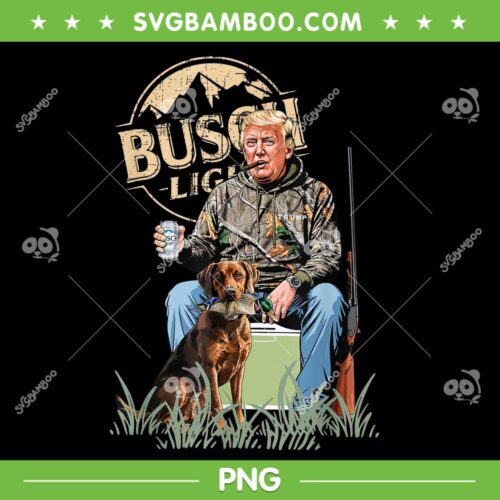 Trump Busch Light Beer PNG, Trump With Dog Duck Waterfowl Hunting PNG, Donald Trump Camo PNG