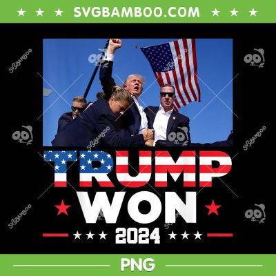 Trump Won Again 2024 PNG, Donald Trump Election President 47th PNG, Trump Fight American Flag PNG