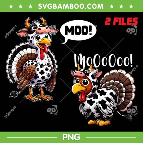 Turkey Moo Cow PNG, Funny Thanksgiving Turkey Day PNG, Cute Turkey Cow PNG