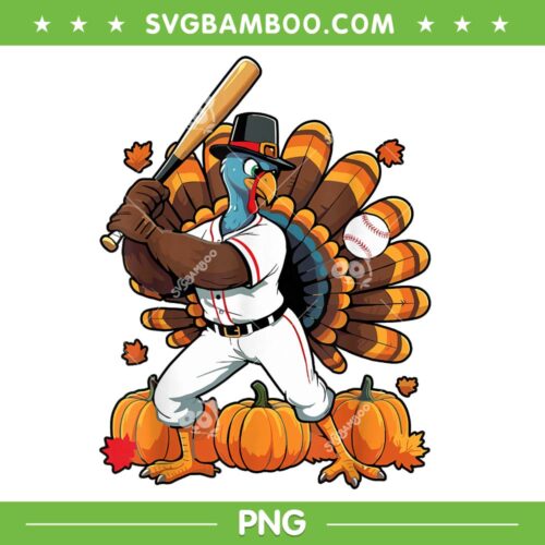 Turkey Playing Baseball PNG, Thanksgiving Baseball Player PNG