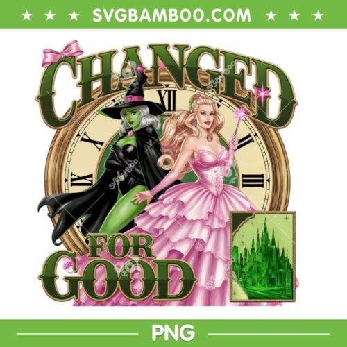 Wicked 2024 Changed for Good PNG, Pink Witch and Green Witch PNG, Wicked Movie PNG