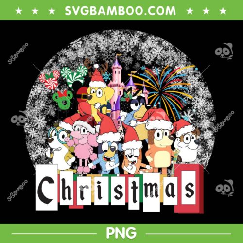 Bluey Friends Mickey Mouse Ear Christmas PNG, Bluey Dog Dancing for Christmas PNG