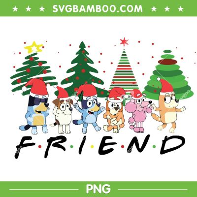 Bluey Friends Xmas Walking PNG, Bluey Merry Christmas PNG Bluey Friends Xmas Walking PNG, Bluey Merry Christmas PNG