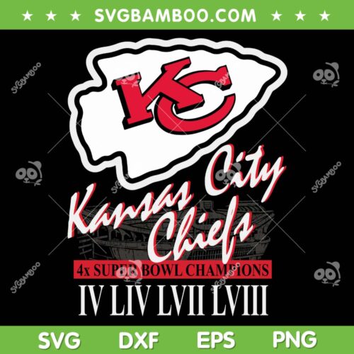 Kansas City Chiefs NFL 4x Champions SVG, Chiefs Super Bowl Champions SVG, Brittany Mahomes x Kansas City Chiefs SVG PNG