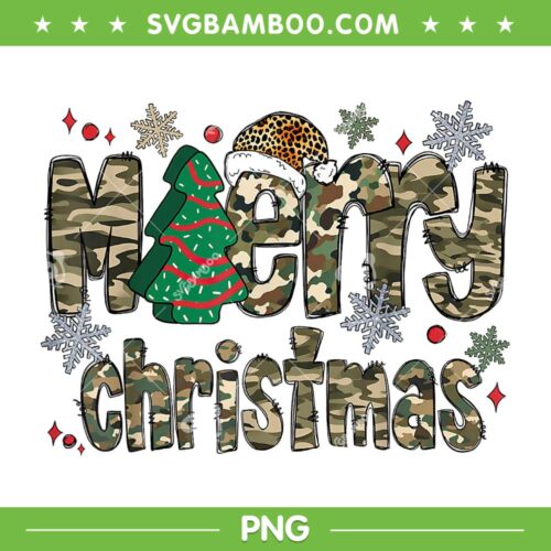 Merry Christmas Camouflage PNG, Camo Coquette Bow Hunting Xmas PNG