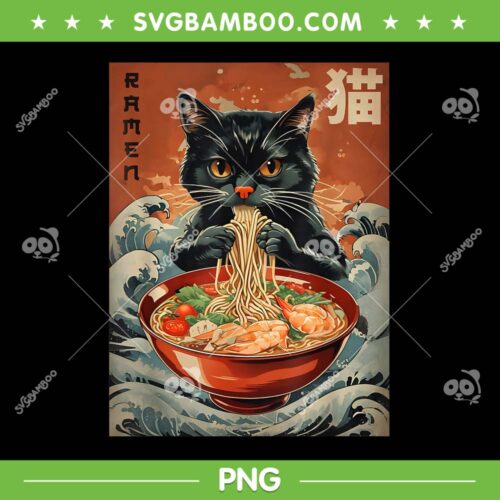 Cat Ramen Japanese PNG, Funny Kawaii Cat Anime PNG