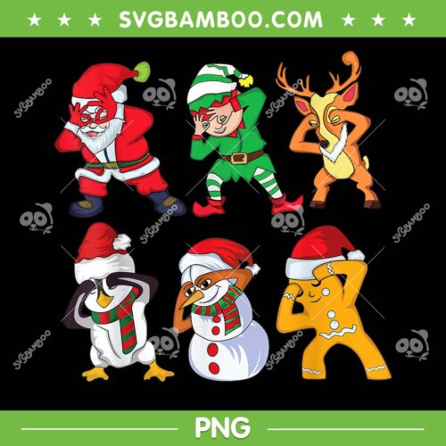 Christmas Santa and Friends Griddy Dance PNG, Cute Chibi Christmas Squad Griddy PNG