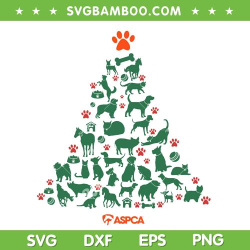 ASPCA Animals Christmas Tree SVG PNG, Funny Dog Cat Christmas Tree SVG
