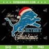 Detroit Merry Christmas SVG, Detroit Lions Football Santa Hat Xmas SVG PNG