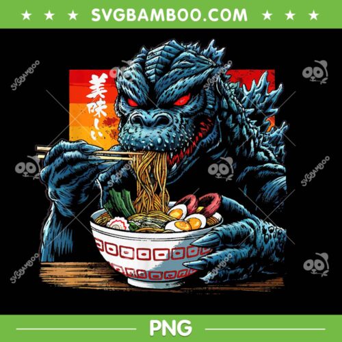 Funny Kaiju Eating Ramen PNG, Kaiju Japanese Monster Lover Birthday PNG