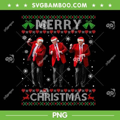 Trump Dance Merry Christmas Ugly PNG, Funny Trump Xmas Sweater Pajamas PNG