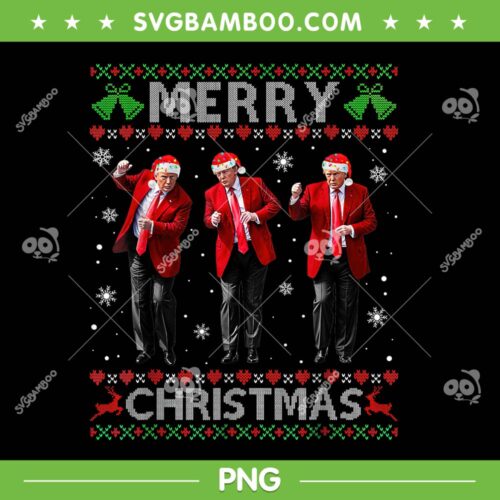 Trump Dance Merry Christmas Ugly PNG, Funny Trump Xmas Sweater Pajamas PNG