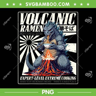 Giant Kaiju Eating Japanese Ramen PNG, Monster Kaiju Birthday PNG