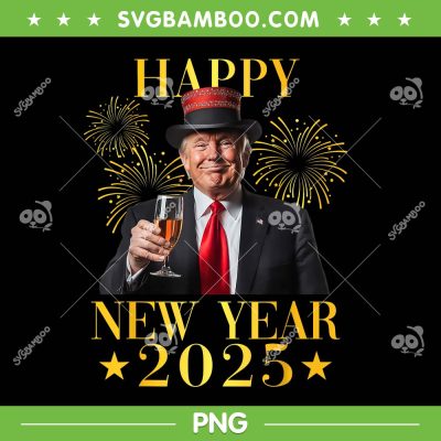 Trump Happy New Year 2025 PNG, Funny Trump Make New Year Great Again PNG