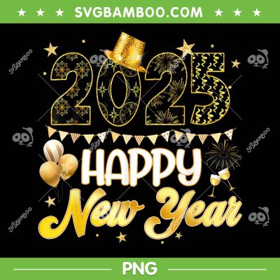 Happy New Year 2025 PNG, Party Ballon Family New Year 2025 PNG