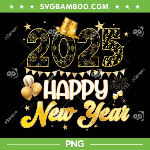 Happy New Year 2025 PNG, Party Ballon Family New Year 2025 PNG